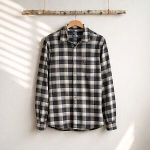 The North Face Flannel Shirt Mens Medium Grey Black Plaid Button Down Cotton M